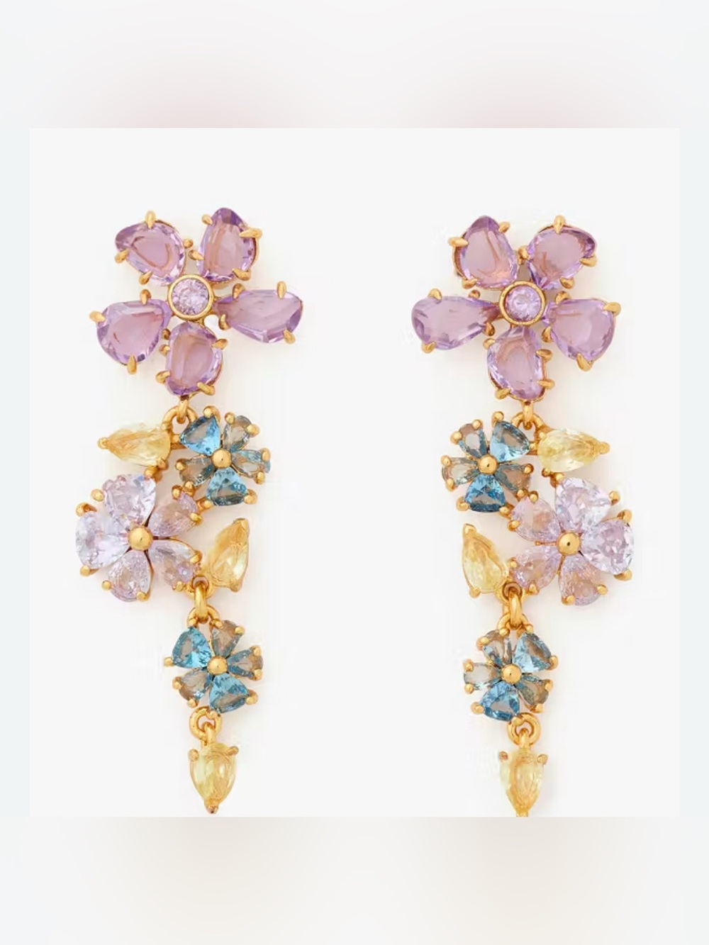 kate spade Pink & Blue Floral Crystal Drop Earrings
